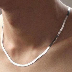 New 925 Sterling Silver Herringbone Necklace, nice Necklace, cute Necklace